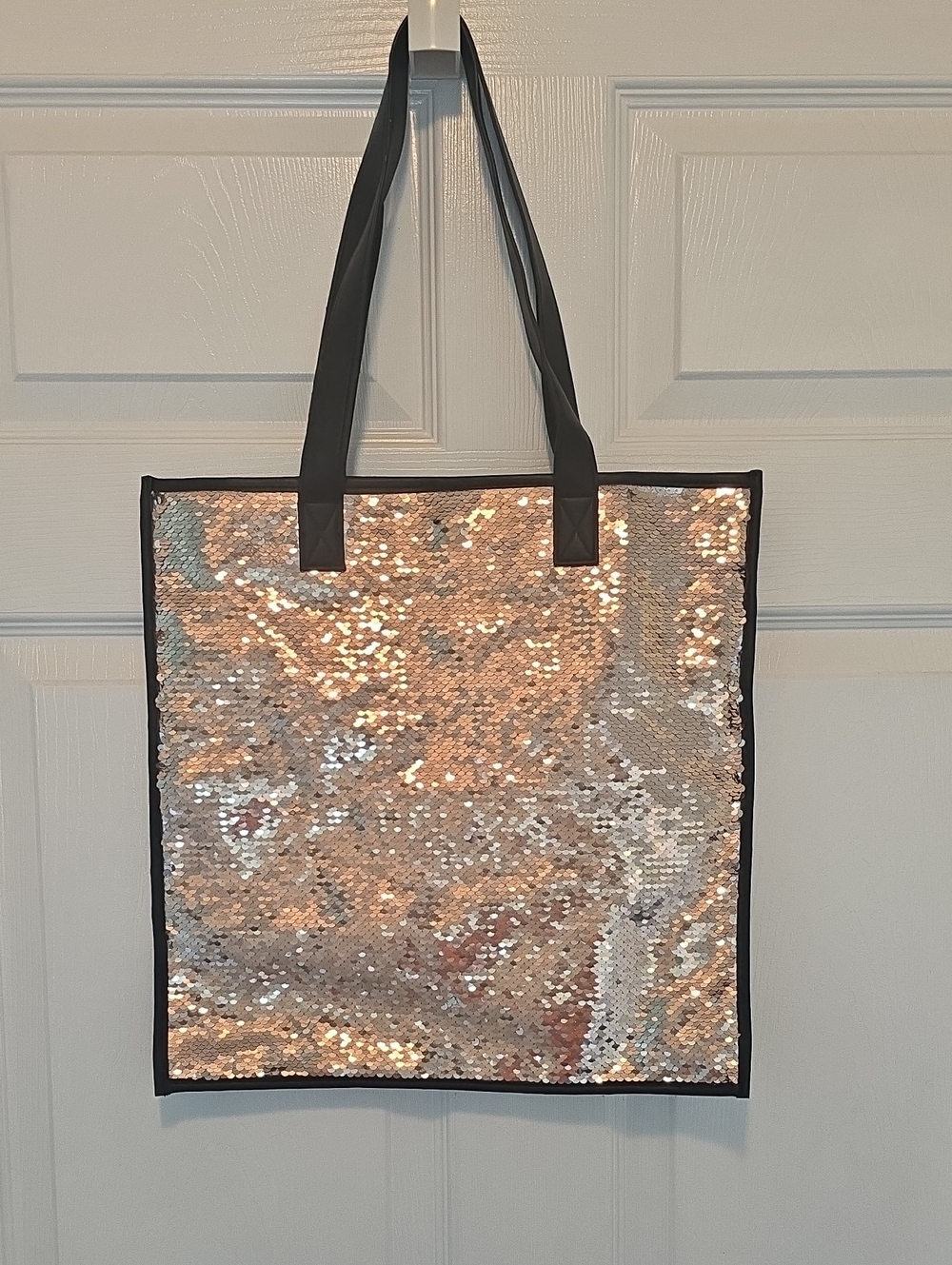 Sequin Shine Tote Bag - Rose Gold